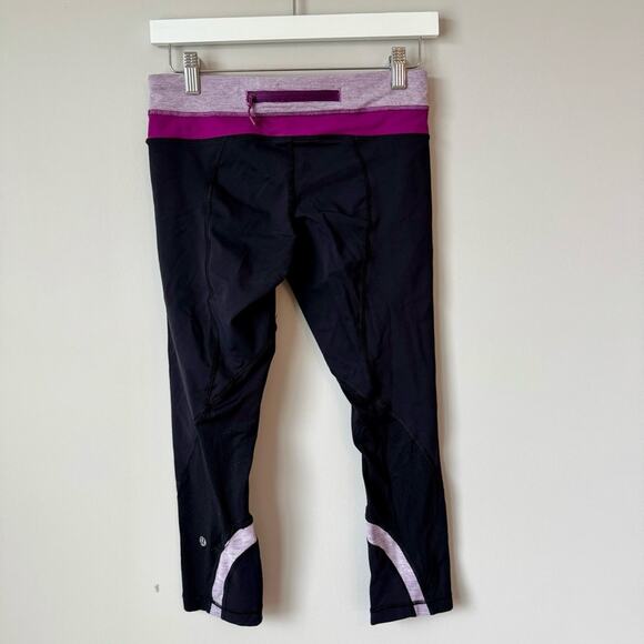 Lululemon | Run Inspire Crop II Black with Purple Stripes - Picture 4 of 8